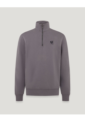 Belstaff Quarter Zip Sweatshirt Men's Cotton Fleece Tornado Grey Size XS