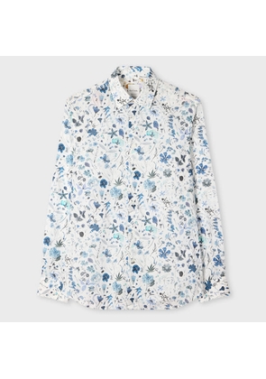 Paul Smith Tailored-Fit Blue and White 'Liberty Floral' Print Shirt