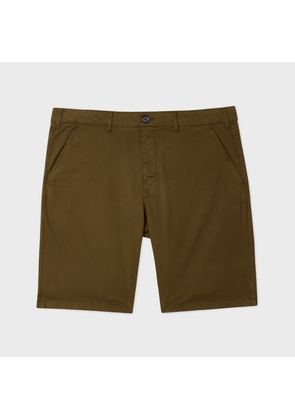 PS Paul Smith Dark Khaki Organic Cotton-Twill Shorts Green