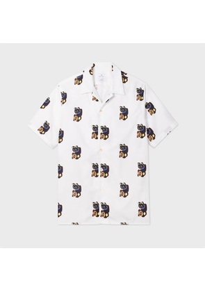 PS Paul Smith White 'Lucky Cat' Print Short-Sleeve Shirt