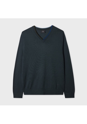 PS Paul Smith Dark Grey Merino V-Neck Sweater