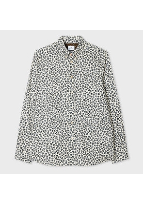 PS Paul Smith White 'Animal' Print Corduroy Button-Down Shirt