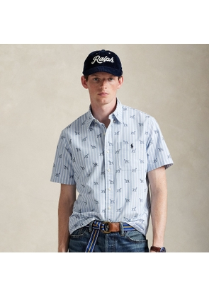 Custom Fit Striped Dog-Print Shirt