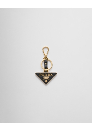 Saffiano leather and metal keychain