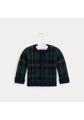Plaid Washable Wool Cardigan