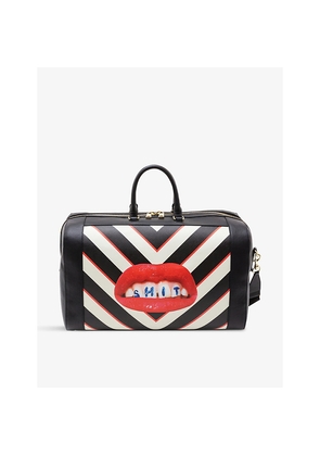 Seletti Wears Toiletpaper Lipstick-Print Faux-Leather Travel Bag