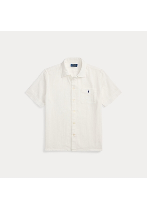 Classic Fit Basket-Weave Camp Shirt