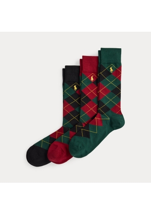 Argyle Cotton-Blend Trouser Sock 3-Pack