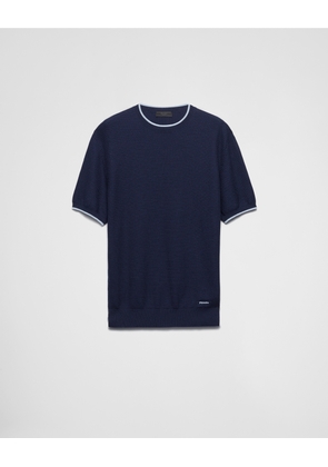 Short-sleeved silk and cotton sweater