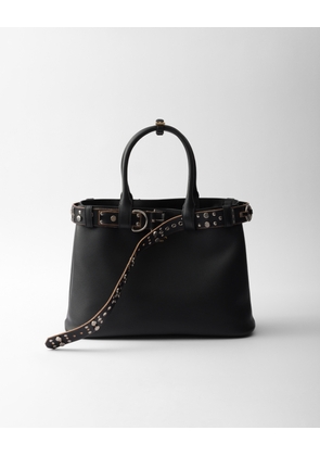 Prada Buckle large leather bag with studded belt