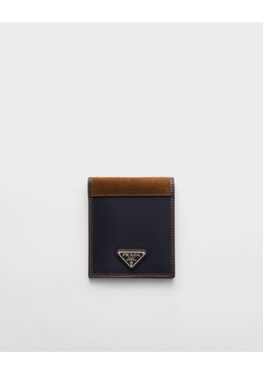 Re-Nylon and leather wallet