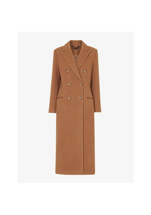 Womens Whistles Point-Collar Double-Breasted Textured-Wool Coat