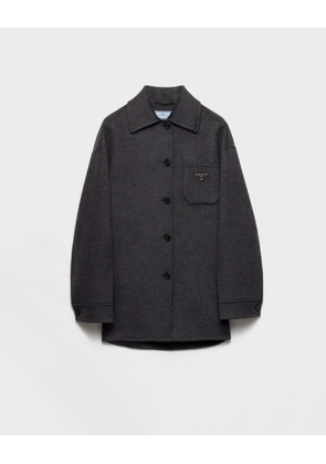 Single-breasted double cashwool caban jacket
