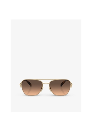 Prada Pr A50S Aviator-Frame Tortoiseshell Metal Sunglasses