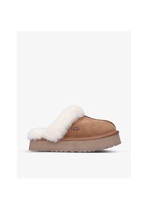 Womens UGG Disquette Shearling-Lined Suede Slippers