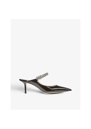 Womens Jimmy Choo Bing 65 Crystal-Embellished Patent-Leather Heeled Mules