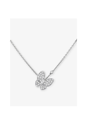 Van Cleef & Arpels Two Butterfly White-Gold and 0.88ct Diamond Pendant Necklace