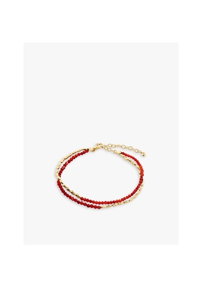 Womens Monica Vinader Mini Nugget 18ct Yellow Gold-Plated Vermeil Sterling-Silver and Red Onyx Bracelet