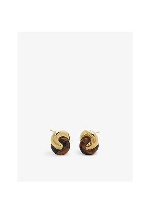 Womens Monica Vinader x Kate Young 18ct Yellow Gold-Plated Vermeil Sterling-Silver and Tiger's Eye Earrings