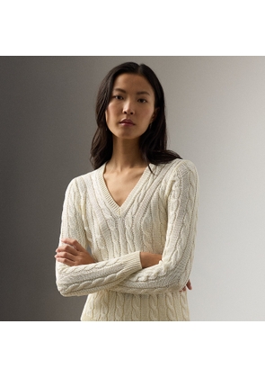 Cable-Knit Silk V-Neck Jumper