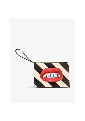 Womens Seletti Wears Toiletpaper Sh*T Printed Canvas Pouch