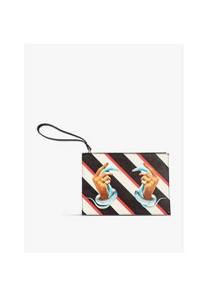 Womens Seletti Wears Toiletpaper Snakes Printed Canvas Pouch