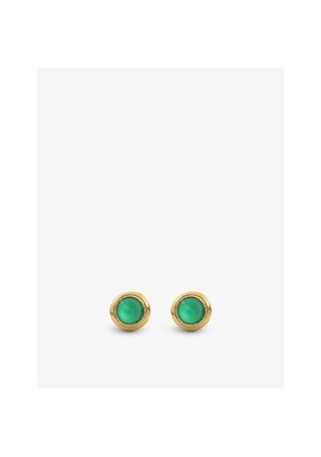 Womens Monica Vinader Siren Mini Gem 18ct Yellow-Gold Plated Vermeil Sterling-Silver and Green Onyx Stud Earrings