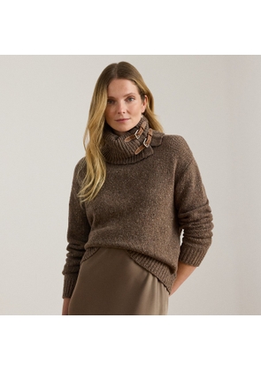 Buckle-Trim Mélange Roll Neck Jumper