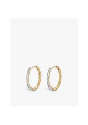 Womens Monica Vinader Riva Wave 18ct Yellow Gold-Plated Vermeil Sterling-Silver and 0.06ct Round-Cut Diamond Hoop Earrings