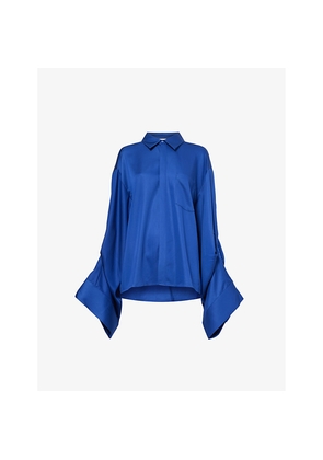 Womens Leem Pintuck-Sleeve Stretch-Woven Shirt