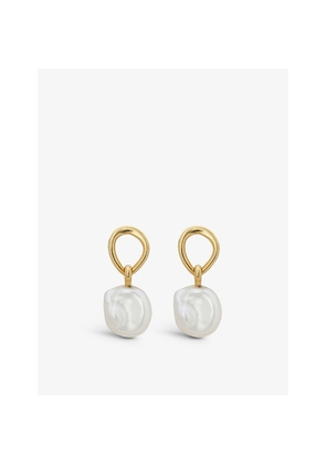 Womens Monica Vinader Nura Keshi 18ct Yellow Gold-Plated Vermeil Sterling Silver and Pearl Drop Earrings