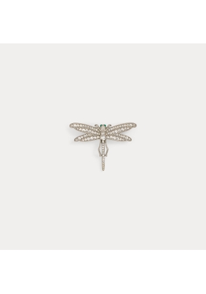 Pavé Rhodium-Plated Dragonfly Pin