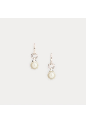 Pavé Faux-Pearl Huggie Earrings