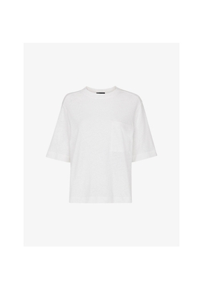 Womens Whistles Patch-Pocket Relaxed-Fit Cotton and Linen-Blend T-Shirt