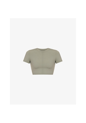 Womens Adanola Fitted Cropped Stretch-Woven T-Shirt