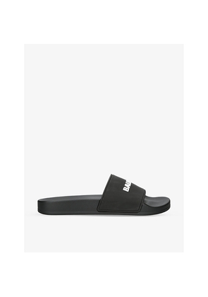 Womens Balenciaga Logo-Embossed Rubber Slides