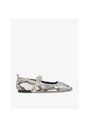Womens Whistles Elba Snake-Print Leather Ballet Flats