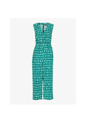 Womens Whistles Linked Smudge Graphic-Print Woven Jumpsuit