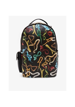 Seletti Wears Toiletpaper Snakes Graphic-Print Faux-Leather Backpack