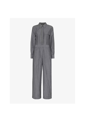 Womens Whistles Julia Stripe-Pattern Cotton Jumpsuit