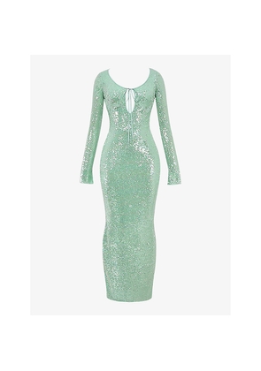 Womens House of CB Titania Sequin-Embellished Slim-Fit Stretch-Woven Maxi Gown