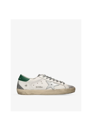 Mens Golden Goose Super-Star Metallic Star-Patch Leather Low-Top Trainers