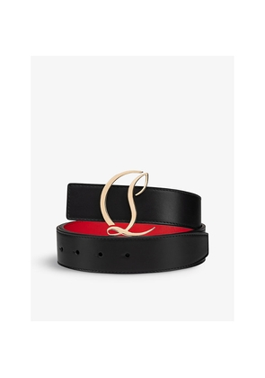 Womens Christian Louboutin Cl Logo-Buckle Leather Belt