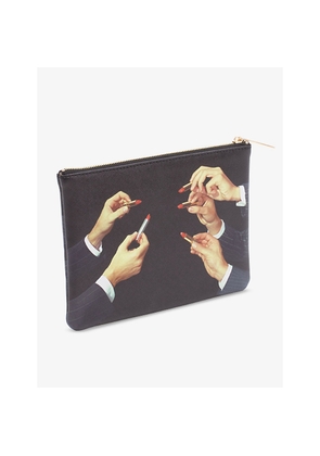 Seletti Wears Toilerpaper Lipstick-Print Canvas Pouch 15.5cm x 9.5cm
