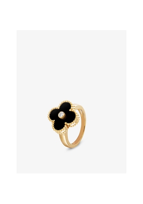 Van Cleef & Arpels Vintage Alhambra Yellow Gold, Onyx and 0.06ct Round-Cut Diamond Ring