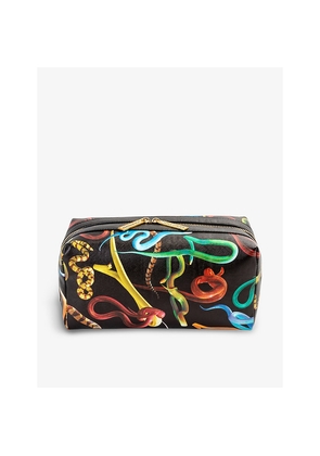 Womens Seletti Wears Toiletpaper Snake-Print Canvas Wash Bag