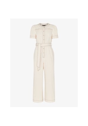 Womens Whistles Alana Short-Sleeved Denim Jumpsuit