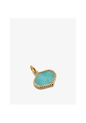 Womens Monica Vinader Lotus Amazonite-Gemstone 18ct Gold-Plated Vermeil Sterling-Silver Pendant Charm