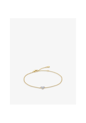 Womens Monica Vinader Heart 18ct Yellow Gold-Plated Vermeil Sterling-Silver and 1.41ct Lab-Grown Diamond Bracelet