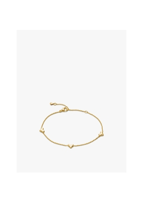 Womens Monica Vinader Heart Station 18ct Yellow Gold-Plated Vermeil Sterling-Silver Chain Bracelet